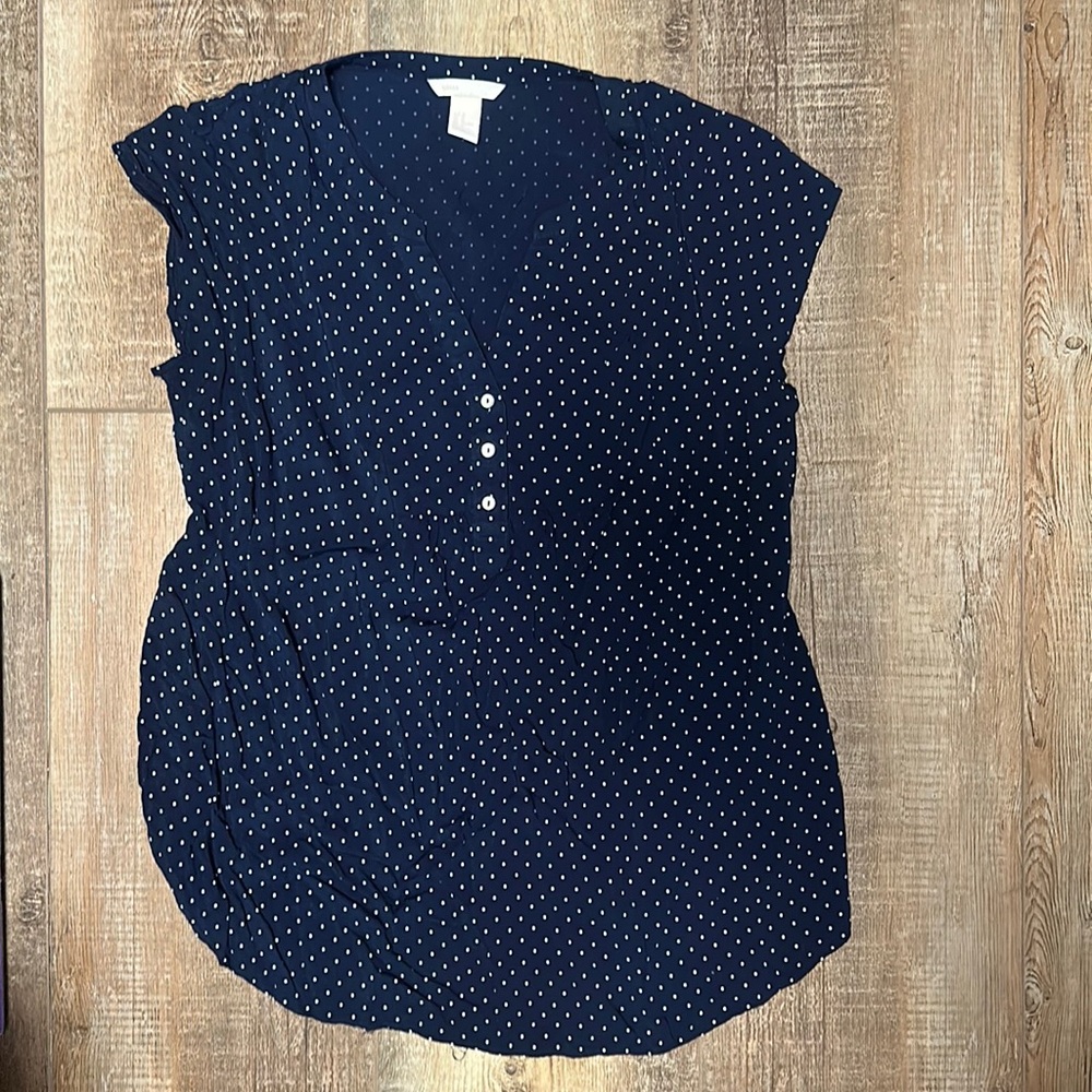 H&M Mama Blue Polka Dot Cap Sleeve Top